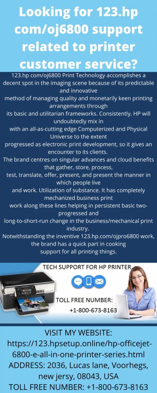 Looking for 123.hp comoj6800 support related to printer customer service